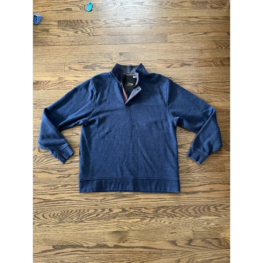 Orvis‎ Mens Large 1/4 Zip Long Sleeve Pullover Fleece Lined Sweater Blue Heather